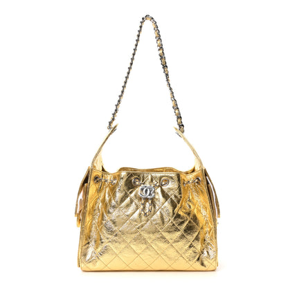 Chanel Metallic Aged Calfskin Quilted Small Chanel 25 Handbag Gold 1 of 11