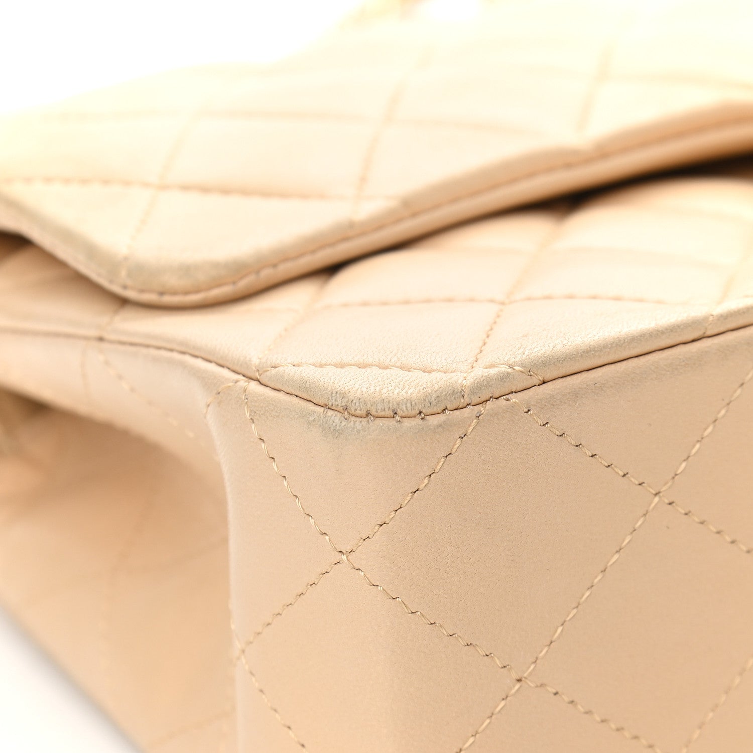Chanel Lambskin Quilted Medium Double Flap Beige 11 of 14