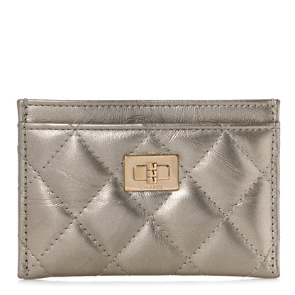 Chanel Metallic Aged Calfskin Quilted Reissue Card Holder Light Gold 1 of 12