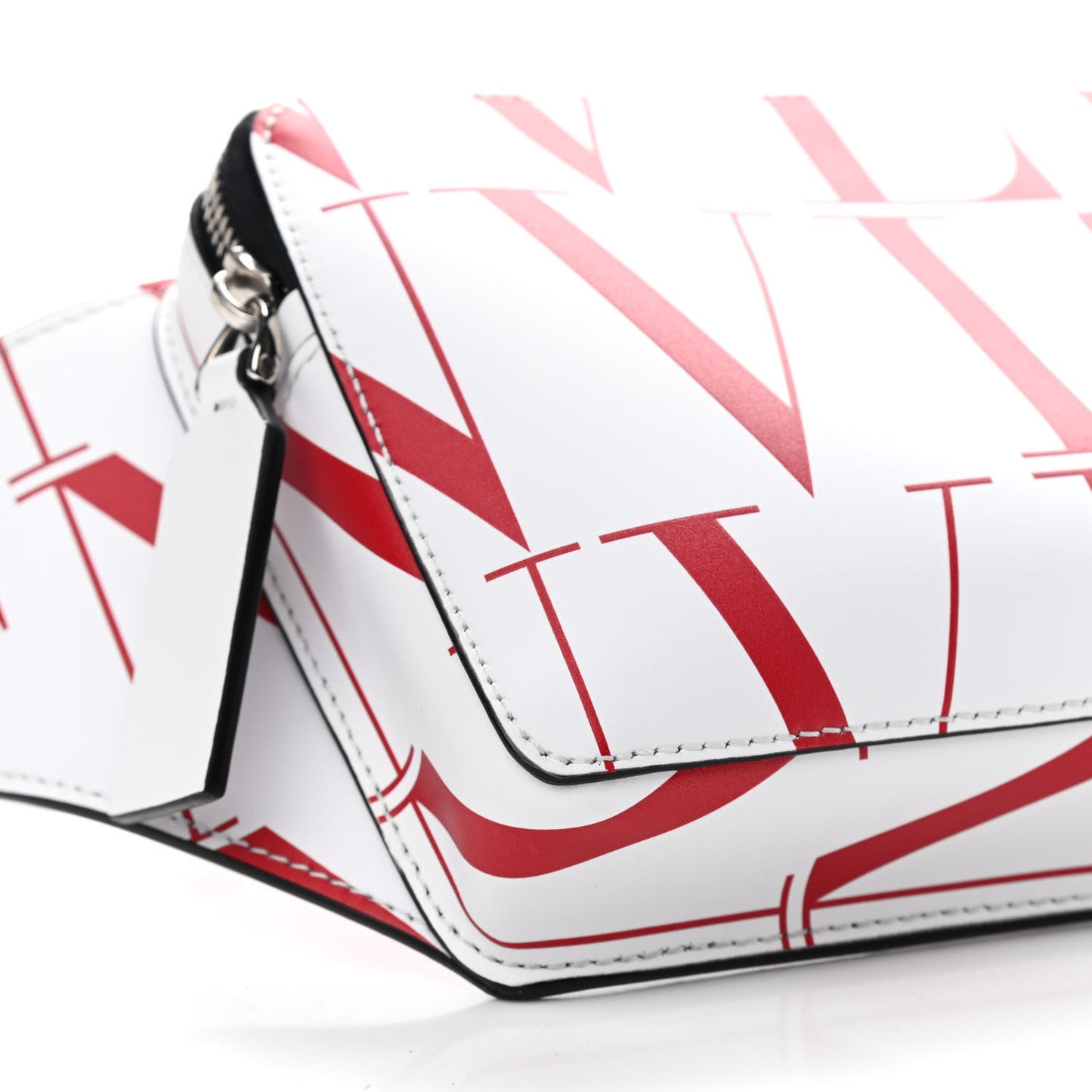 Calfskin Mens VLTN Belt Bag White Red