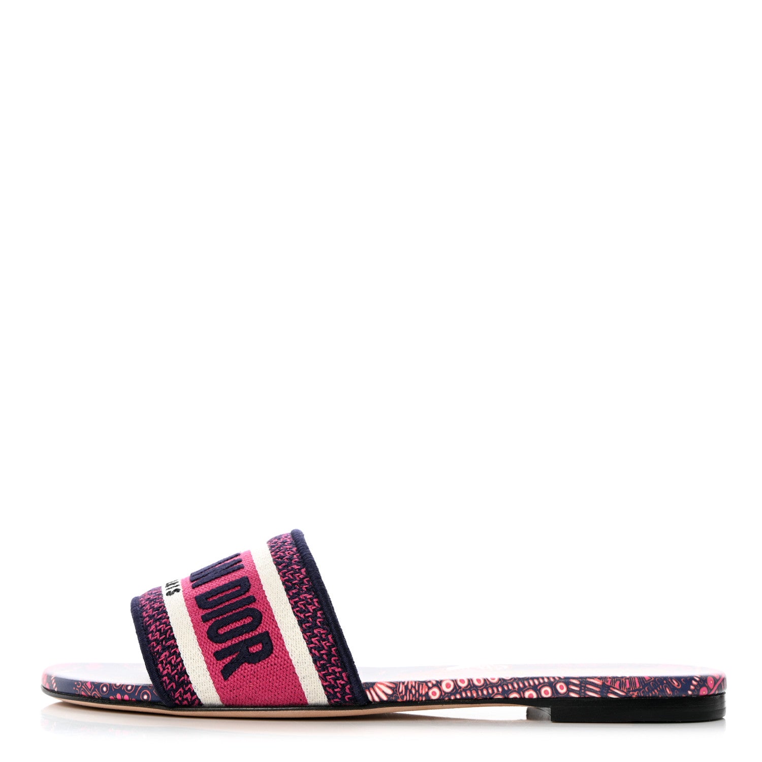 Christian Dior Canvas Embroidered Animals Dway Mules Slide Sandals 37 Deep Blue Fuchsia 2 of 18