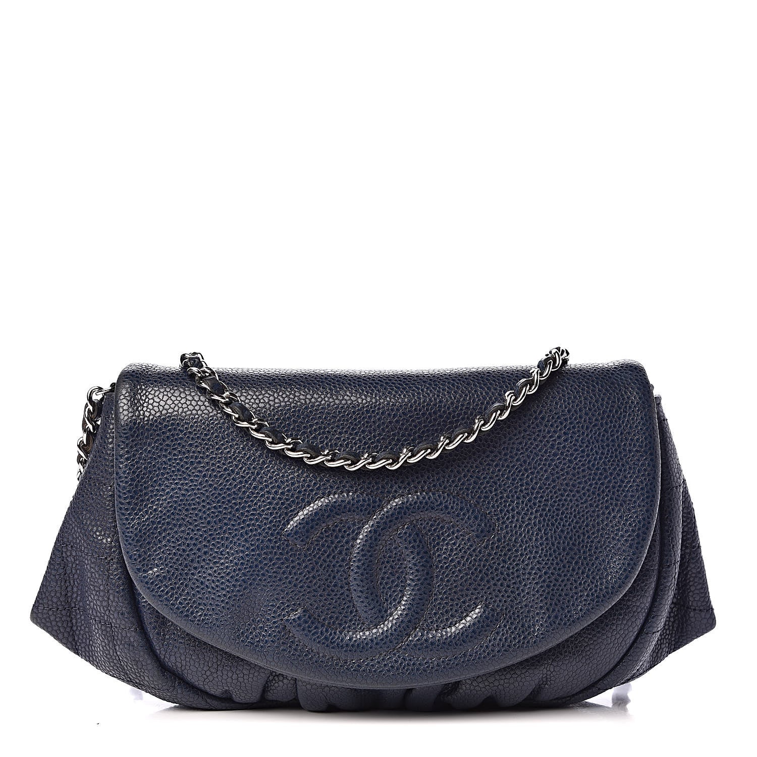 Chanel Caviar Half Moon Wallet On Chain WOC Navy 1 of 12