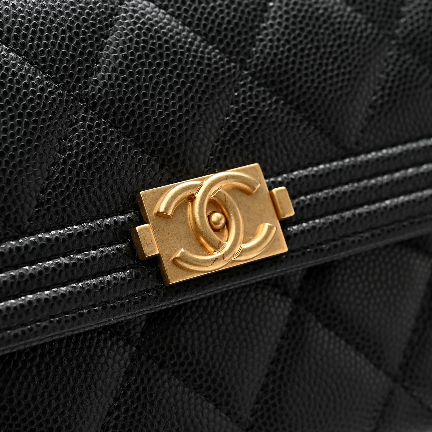 Chanel Caviar Quilted Large Boy Gusset Flap Wallet Black 10 of 12