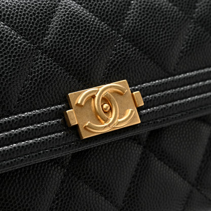 Chanel Caviar Quilted Large Boy Gusset Flap Wallet Black 10 of 12