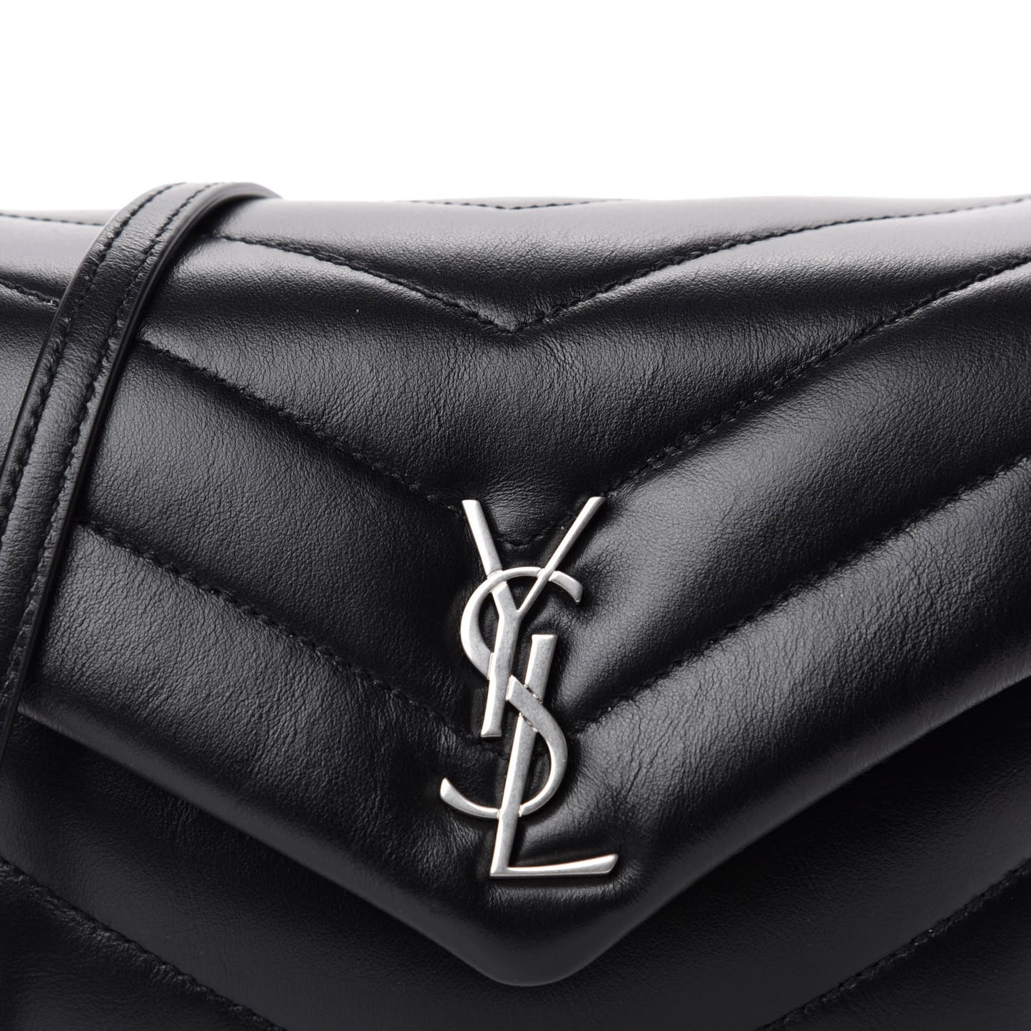 Calfskin Y Quilted Monogram Toy Loulou Crossbody Bag Black