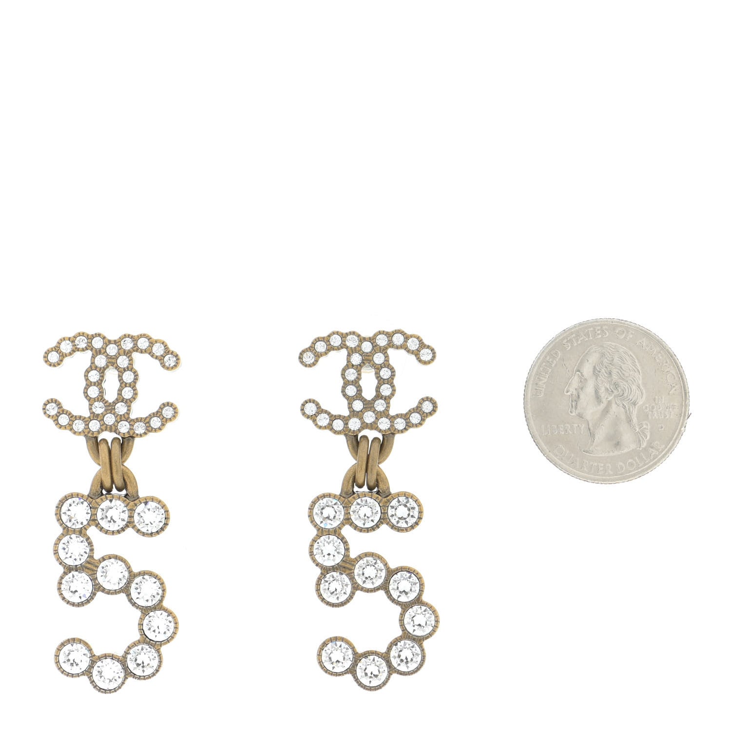 Chanel Metal Crystal City of Lights No 5 Drop Earrings Gold 2 of 5
