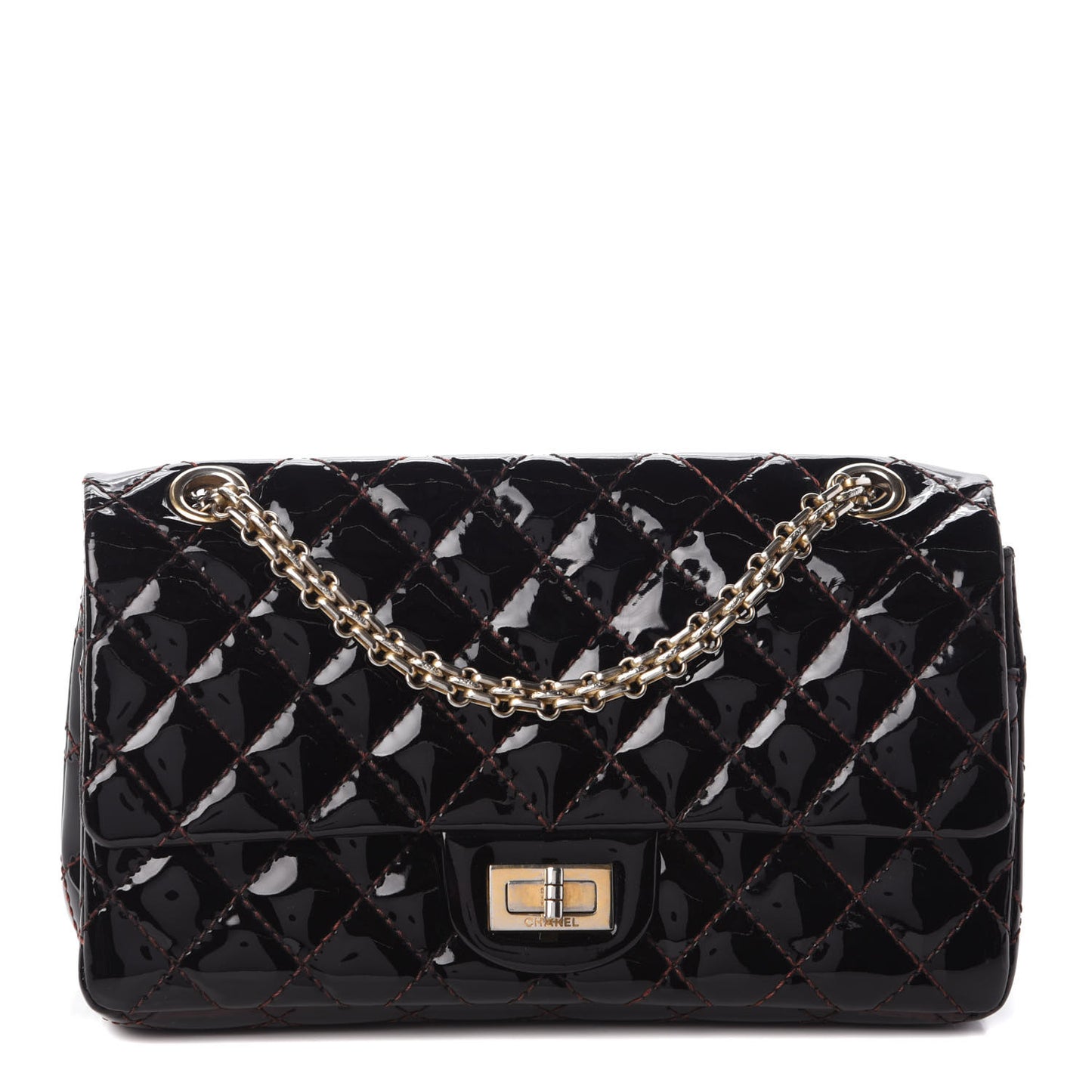 Patent Quilted Small Accordion 2.55 Reissue Flap Dark Brown