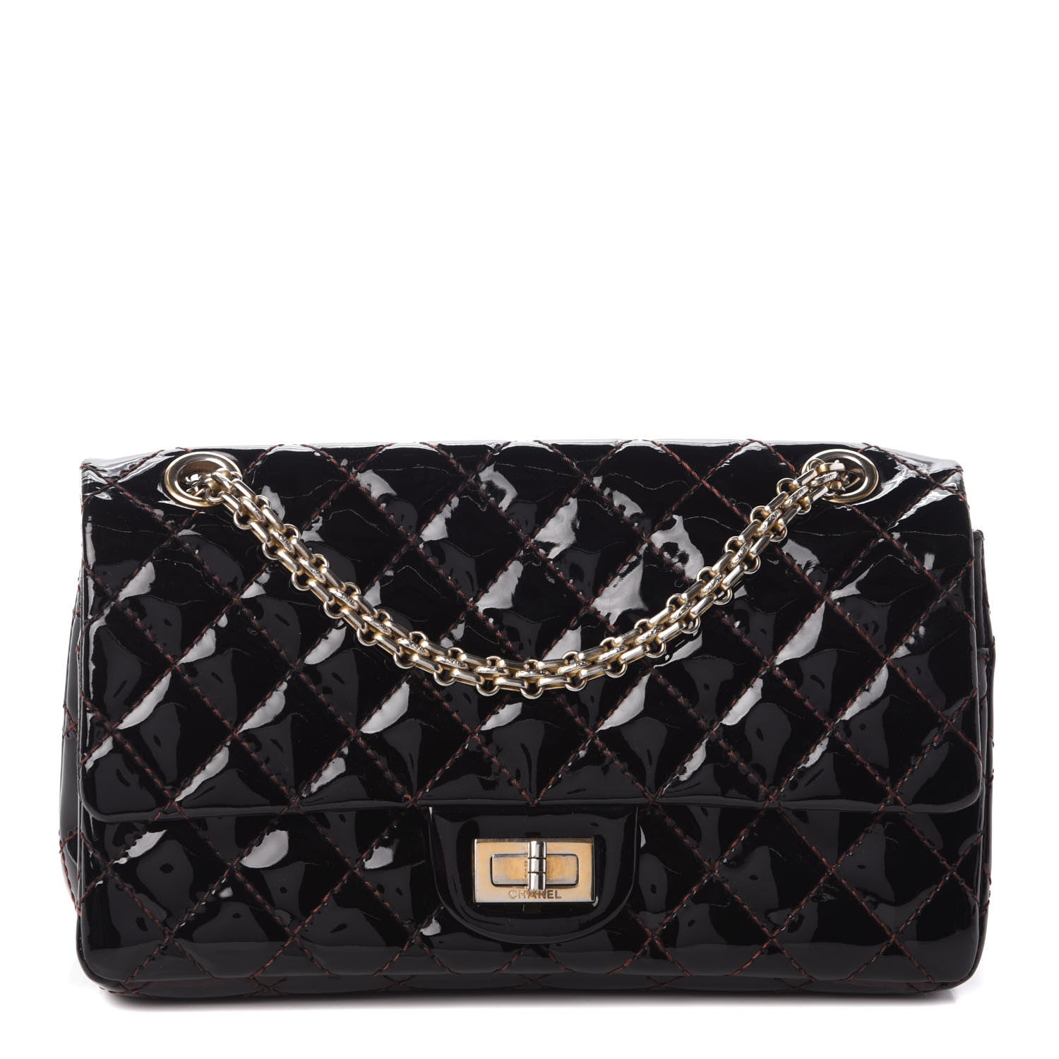 Chanel Patent Quilted Small Accordion 2.55 Reissue Flap Dark Brown 1 of 10