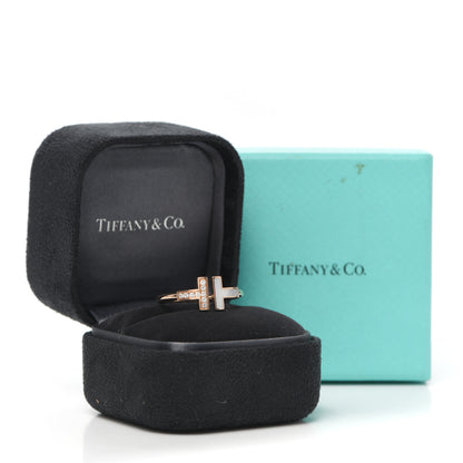 Tiffany 18K Rose Gold Diamond Mother of Pearl T Wire Ring 57 8 5 of 5