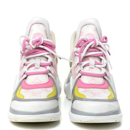 Louis Vuitton Calfskin Technical Nylon LV Archlight Sneakers 40 White Pink Yellow 2 of 17