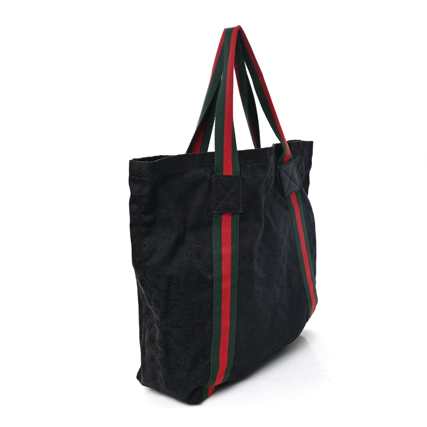 GG Monogram Medium Web Handle Vertical Tote Black