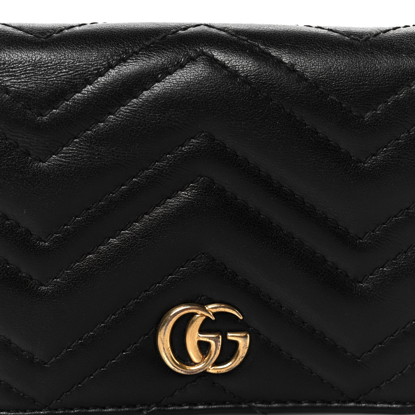 Calfskin Matelasse GG Marmont Card Case Wallet Black