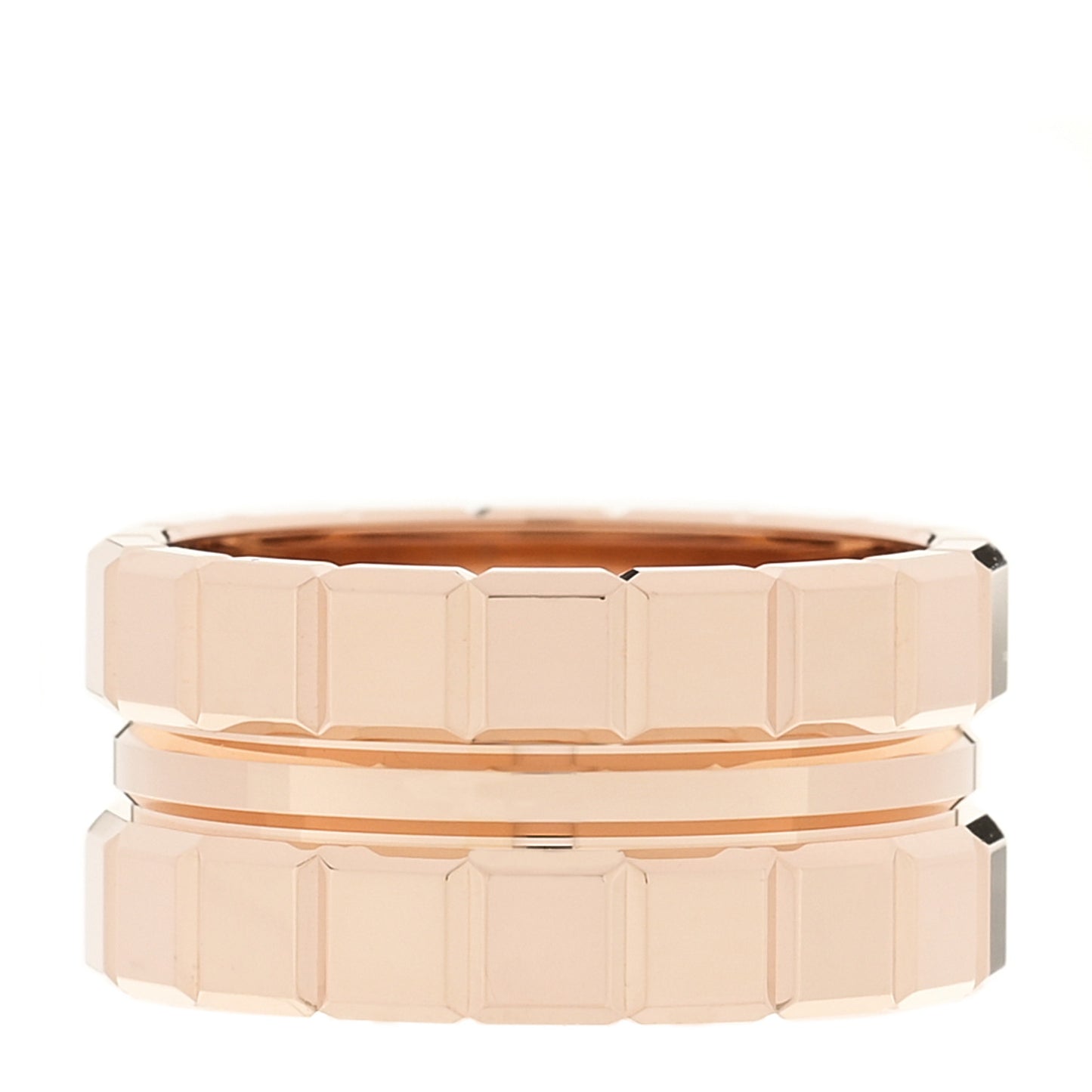 18K Rose Gold Ice Wide 3 Band Ring 55 7.25