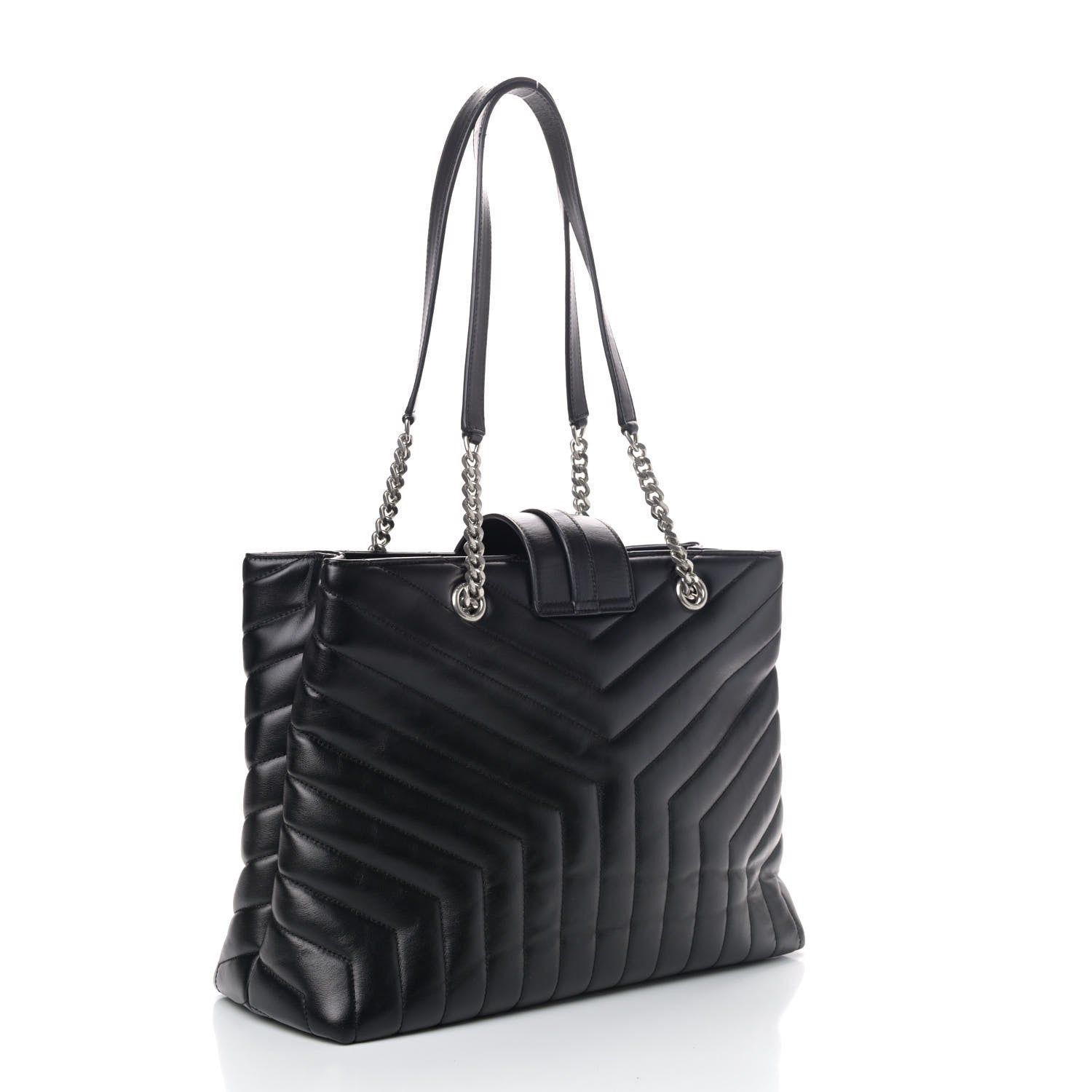 Saint Laurent Calfskin Y Quilted Monogram Large Loulou Shopper Black 2 of 4