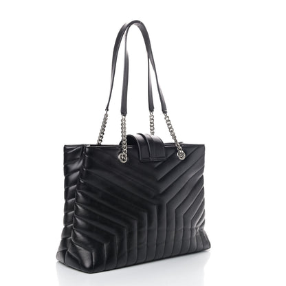 Saint Laurent Calfskin Y Quilted Monogram Large Loulou Shopper Black 2 of 4