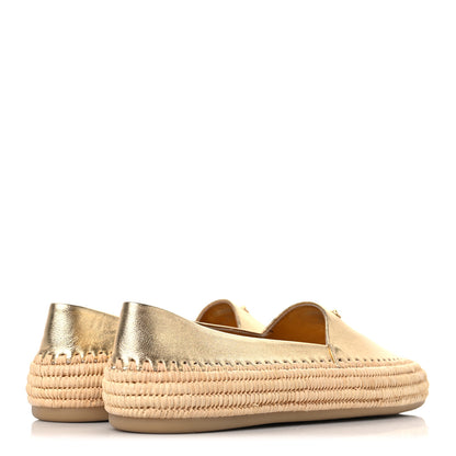Prada Metallic Nappa Triangle Logo Espadrilles 38 Platino 5 of 9