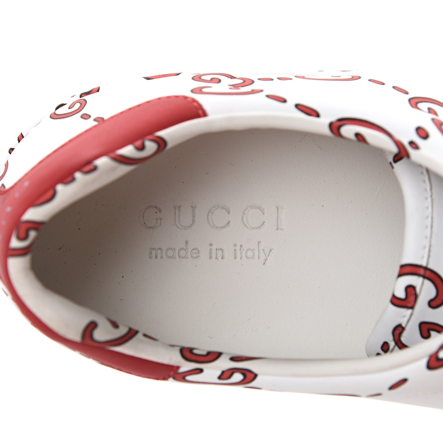 Calfskin GucciGhost Print Mens Ace Sneakers 10.5 White Hibiscus Red