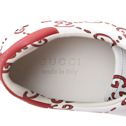 Gucci Calfskin GucciGhost Print Mens Ace Sneakers 10.5 White Hibiscus Red 7 of 7