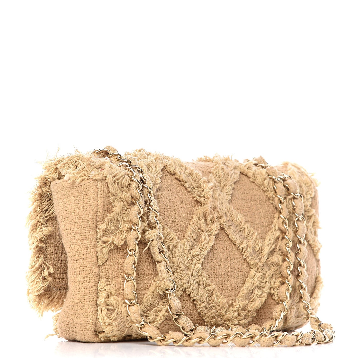 Tweed Nature Medium Single Flap Dark Beige