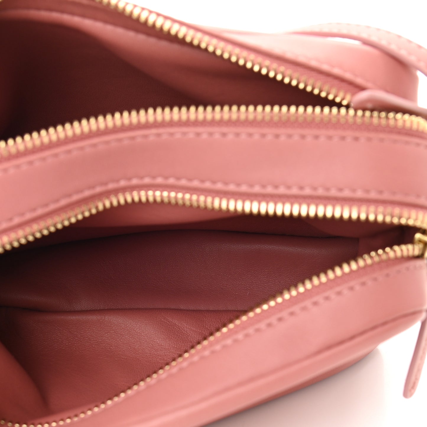 Calfskin Double Zip Crossbody Blush