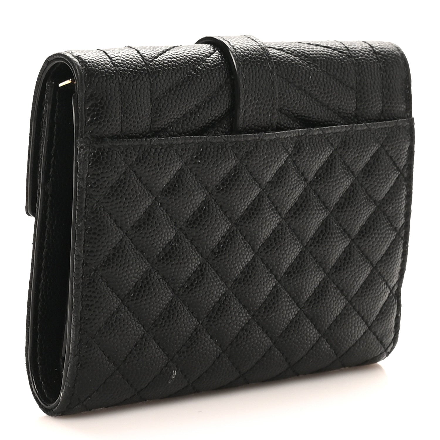 Saint Laurent Grain De Poudre Textured Mixed Matelasse Triquilt Small Monogram Envelope Wallet Black 3 of 8