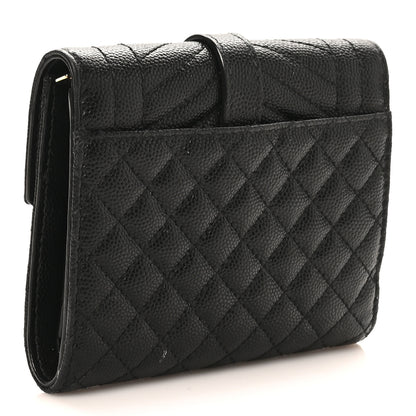 Saint Laurent Grain De Poudre Textured Mixed Matelasse Triquilt Small Monogram Envelope Wallet Black 3 of 8
