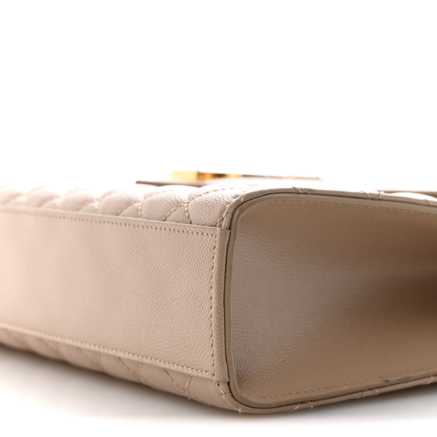 Saint Laurent Grain De Poudre Mixed Matelasse Large Triquilt Monogram Satchel Dark Beige 10 of 14