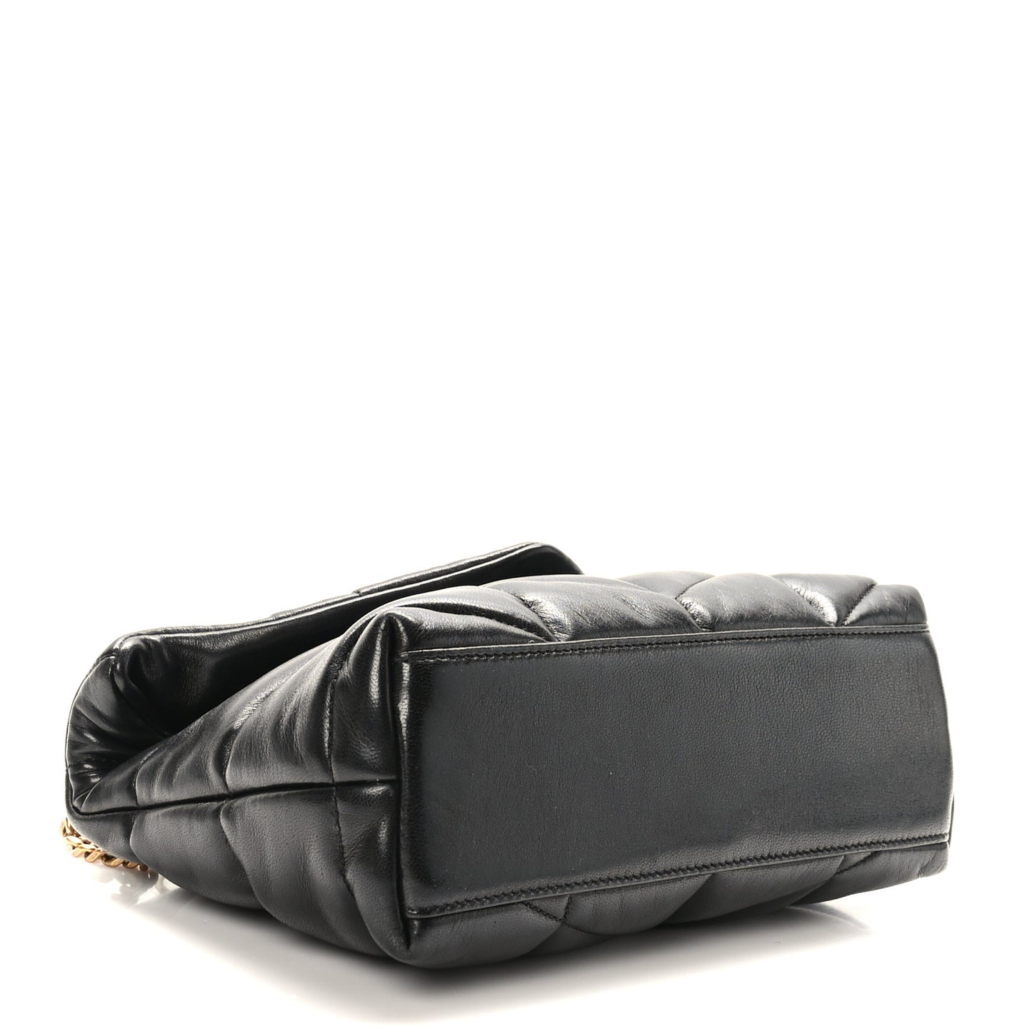 Lambskin Quilted Toy Loulou Puffer Monogram Chain Satchel Black