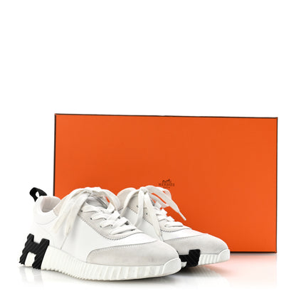 Hermes Calfskin Suede Goatskin Bouncing Sneakers 35.5 White Black 12 of 12