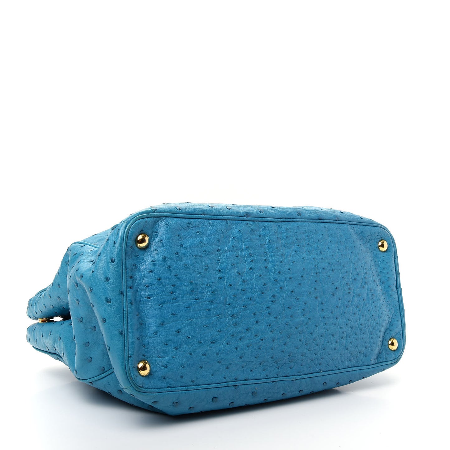 Ostrich Medium Galleria Double Zip Tote Turchese