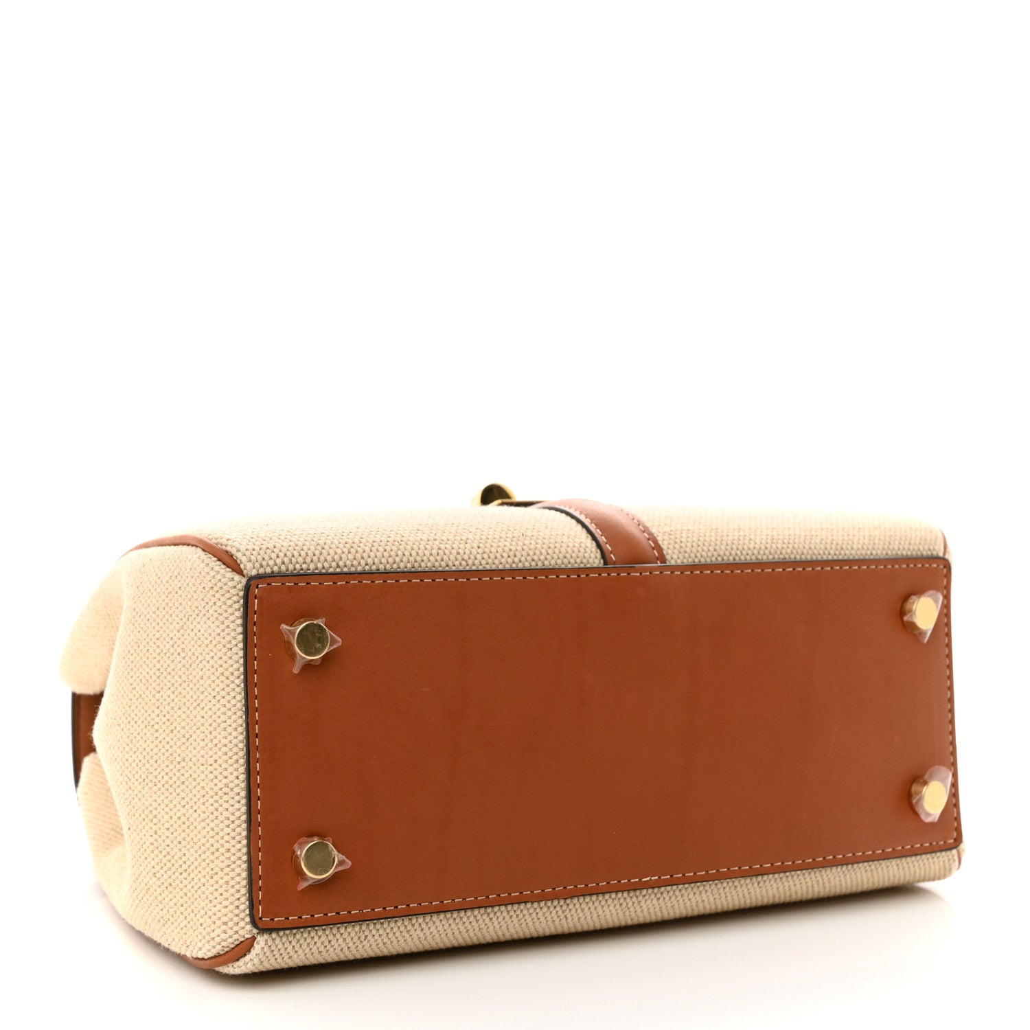 Celine Canvas Calfskin Small 16 Top Handle Bag Natural Tan 4 of 10