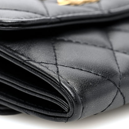 Chanel Lambskin Quilted Card Holder with Chain Black 9 of 10