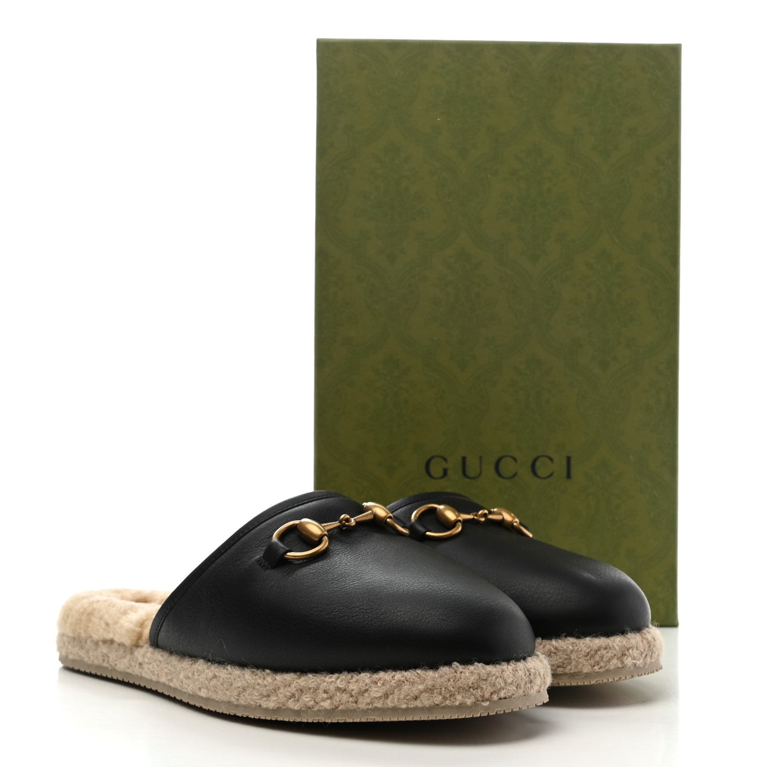 Gucci Nappa Wool Womens Fria Slippers 38.5 Black Butterscotch 9 of 9