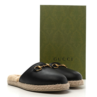 Gucci Nappa Wool Womens Fria Slippers 38.5 Black Butterscotch 9 of 9