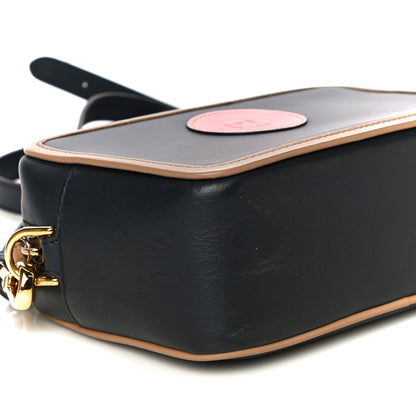 Fendi Vitello Century Matte Stamp Patch Bi-Color Mini Camera Case Blue Notte Amido Pink 10 of 11
