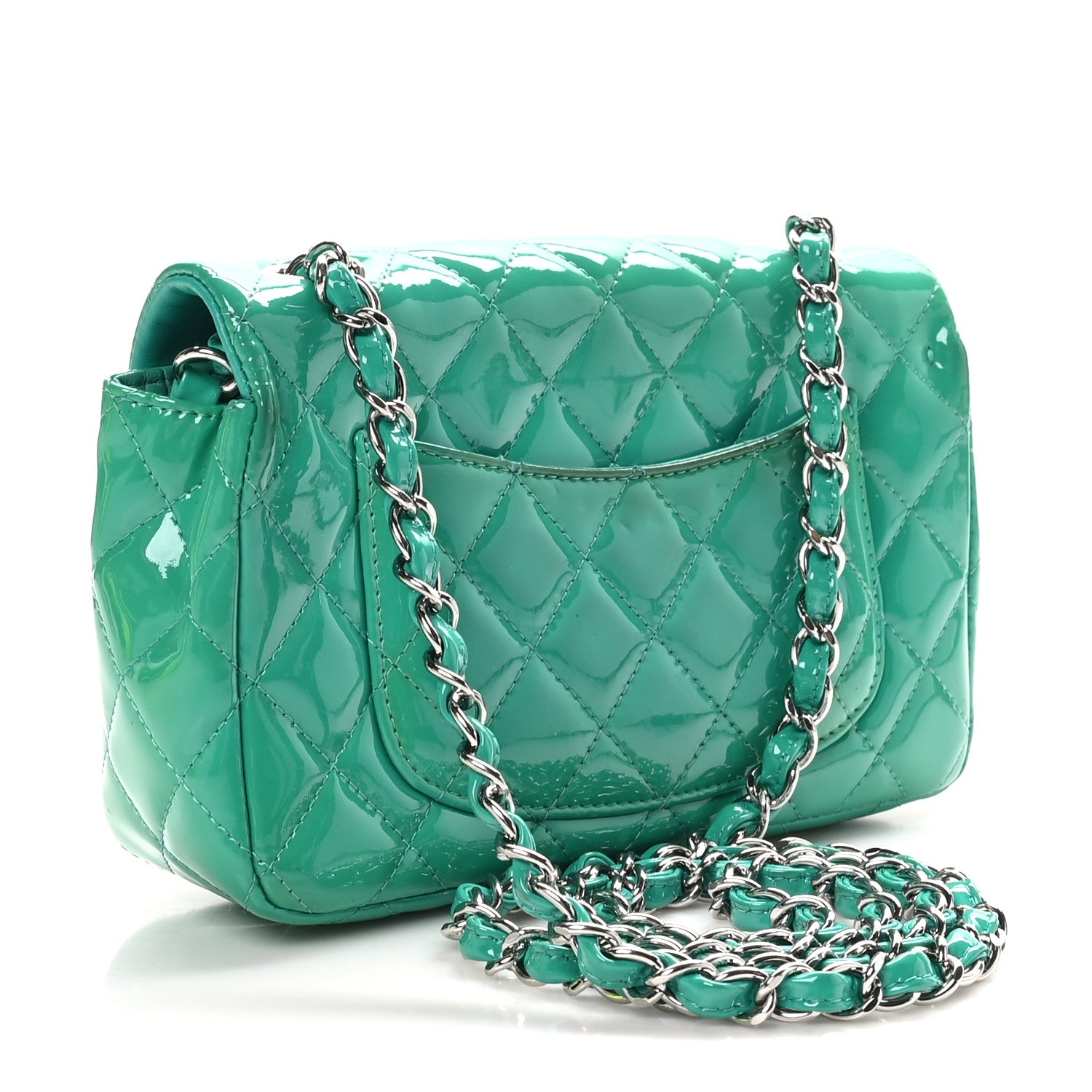 Chanel Patent Calfskin Quilted Mini Rectangular Flap Green 3 of 11