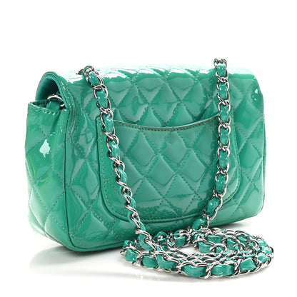 Chanel Patent Calfskin Quilted Mini Rectangular Flap Green 3 of 11