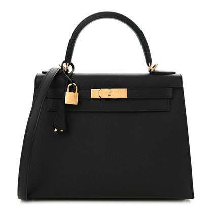 Hermes Madame Calfskin Kelly Sellier 28 Black 1 of 13