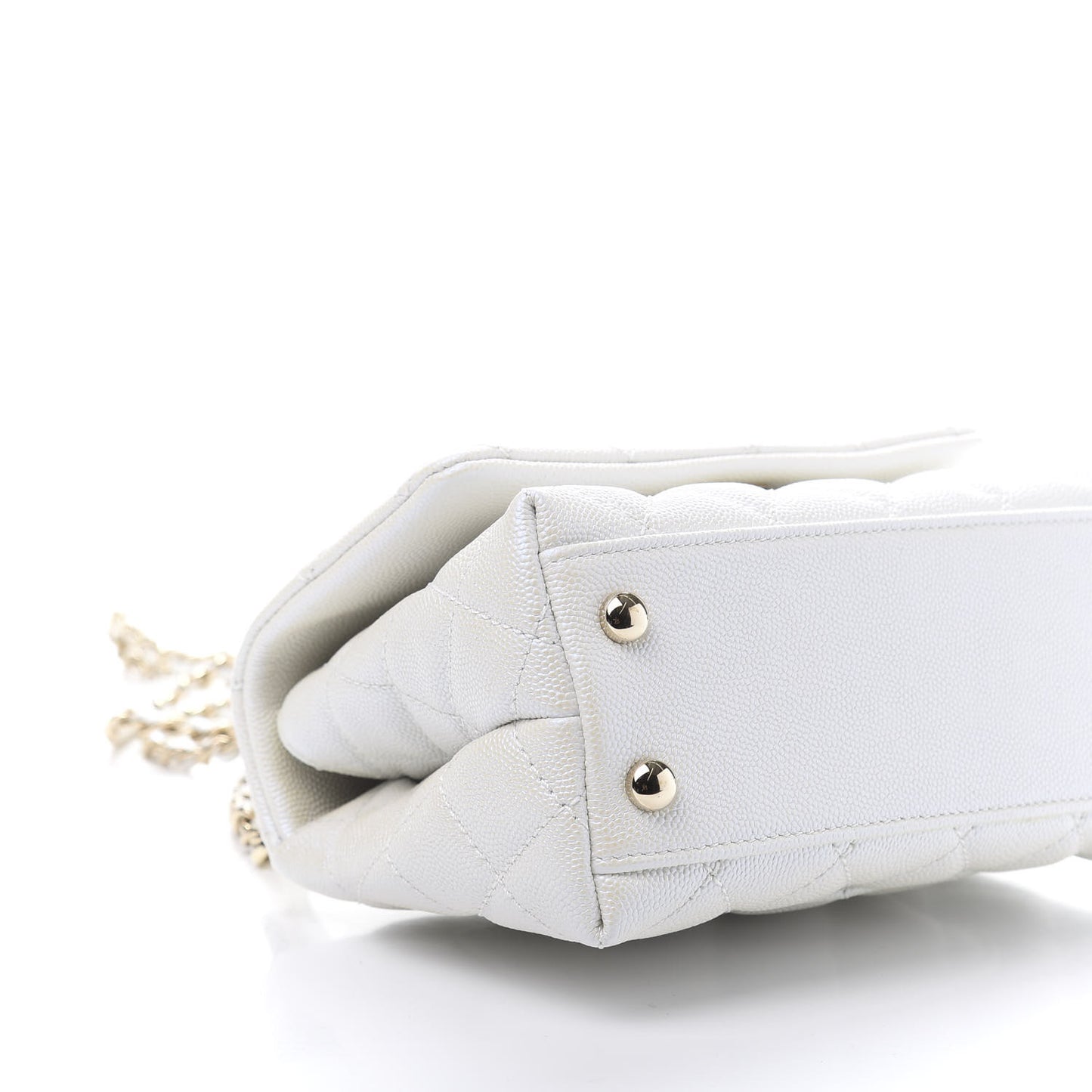 Iridescent Caviar Quilted Extra Mini Coco Handle Flap Ivory