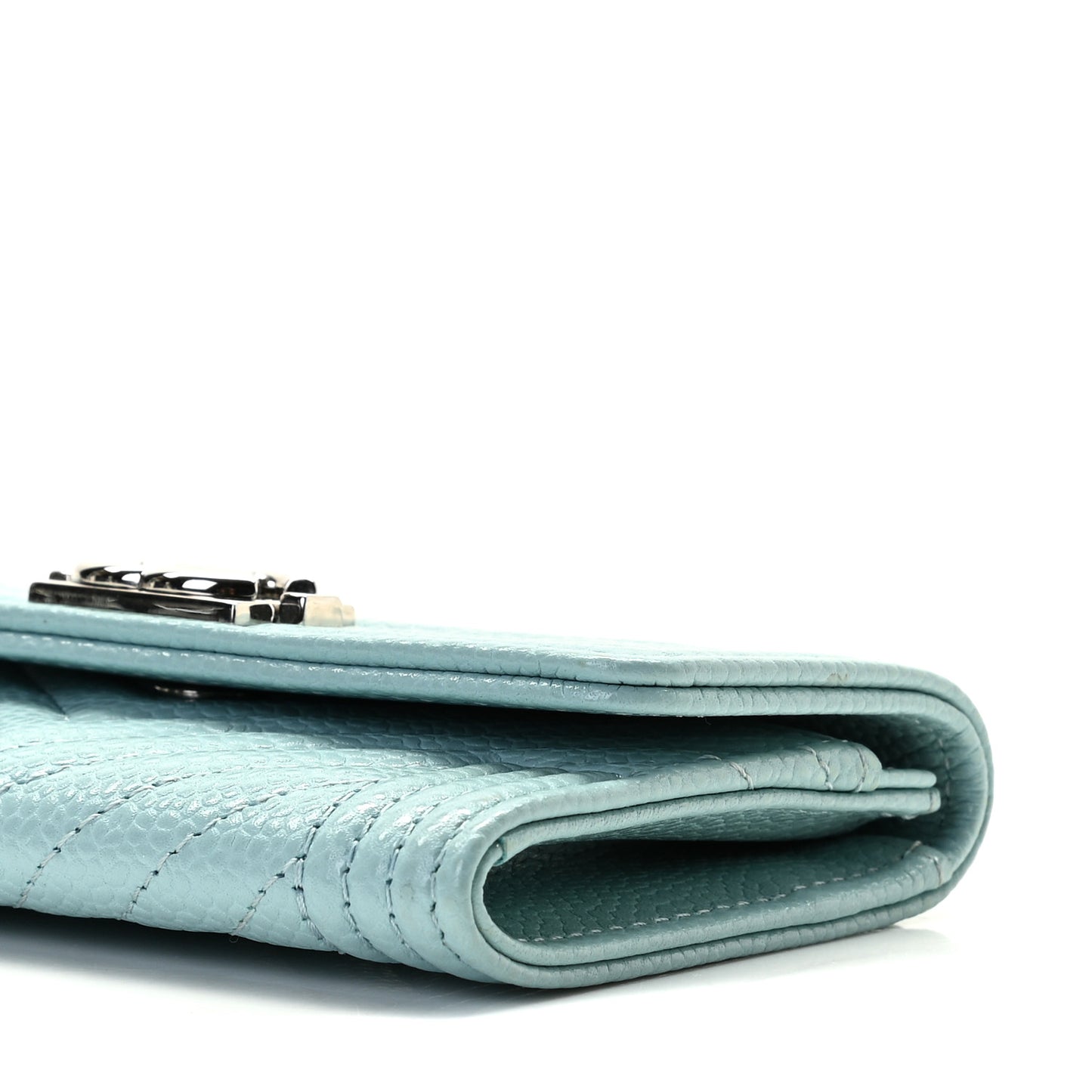 Caviar Chevron Quilted Boy Card Holder Light Blue