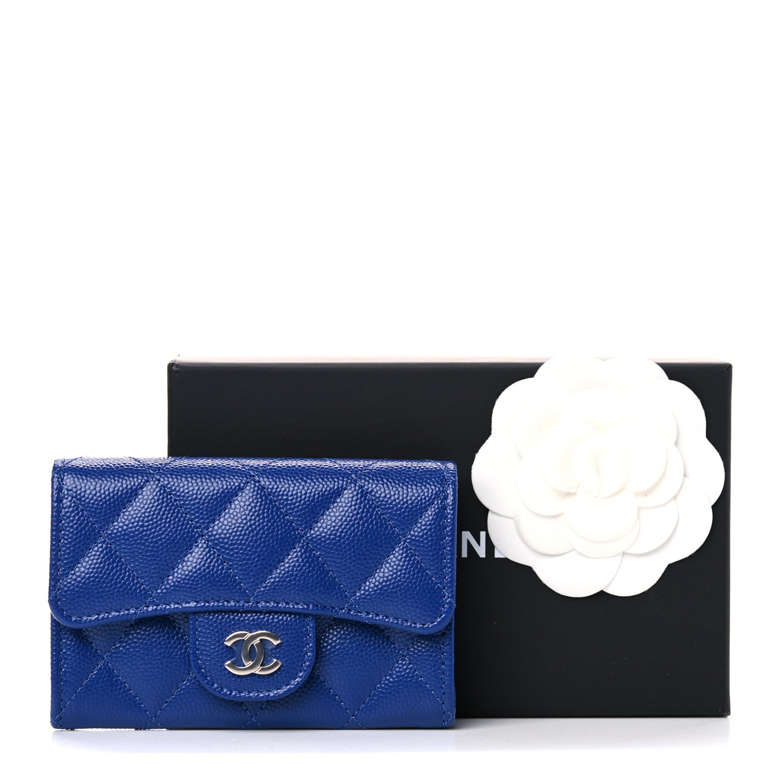Chanel Caviar Quilted Flap Card Holder Wallet Blue 9 of 9