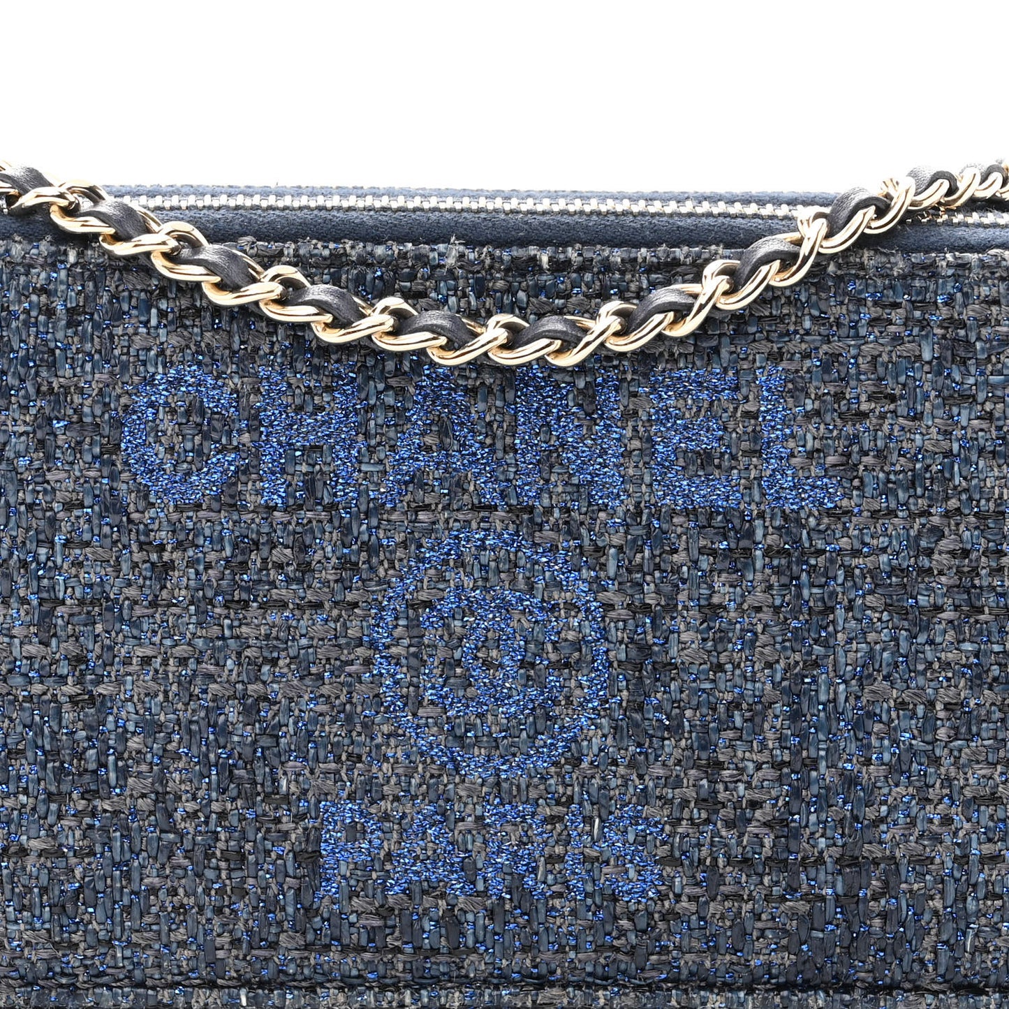 Canvas Small Deauville Clutch With Chain Blue