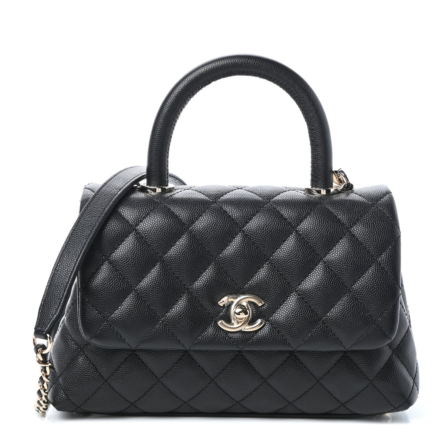 Caviar Quilted Mini Coco Handle Flap Black