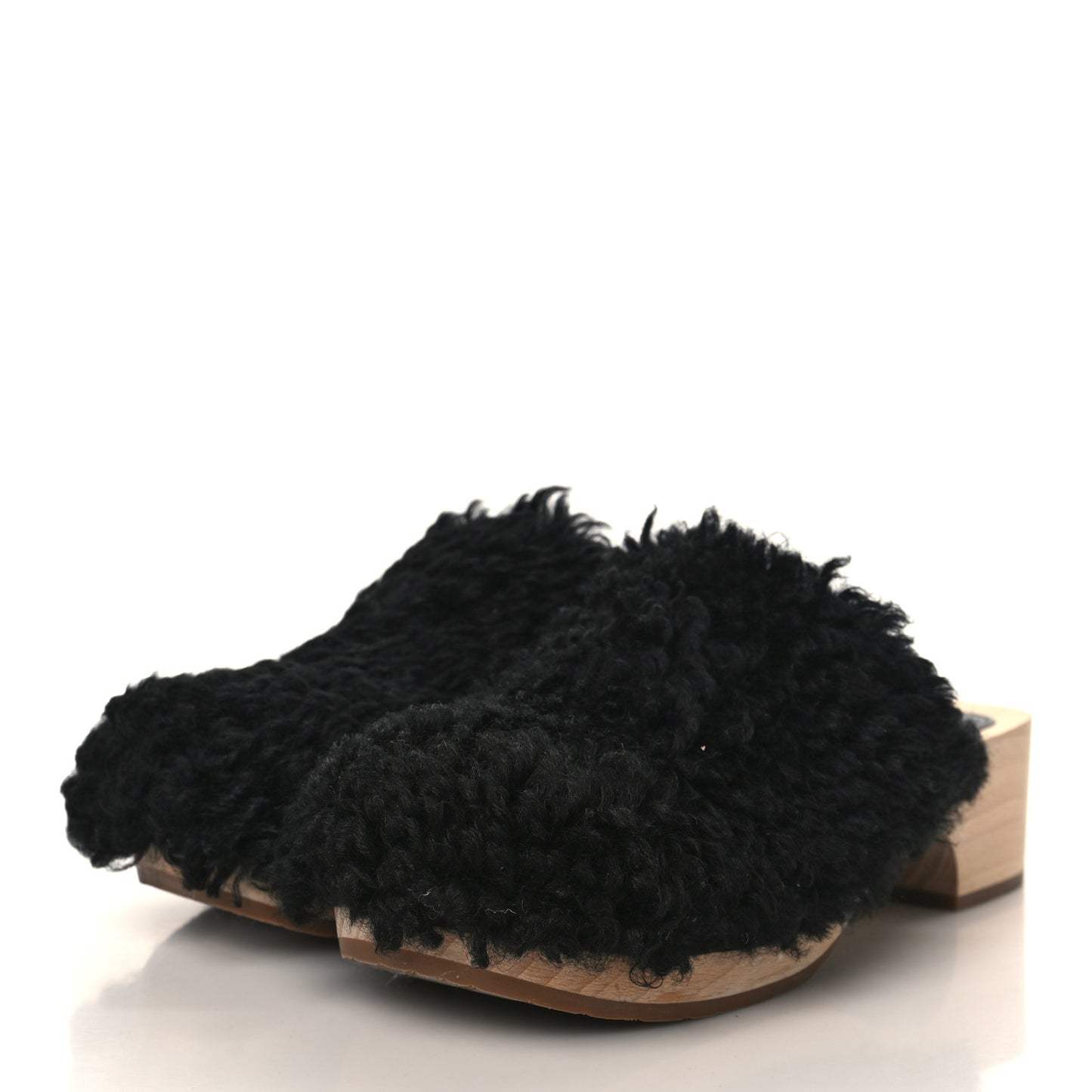 Shearling Lambskin Clogs 39 Black