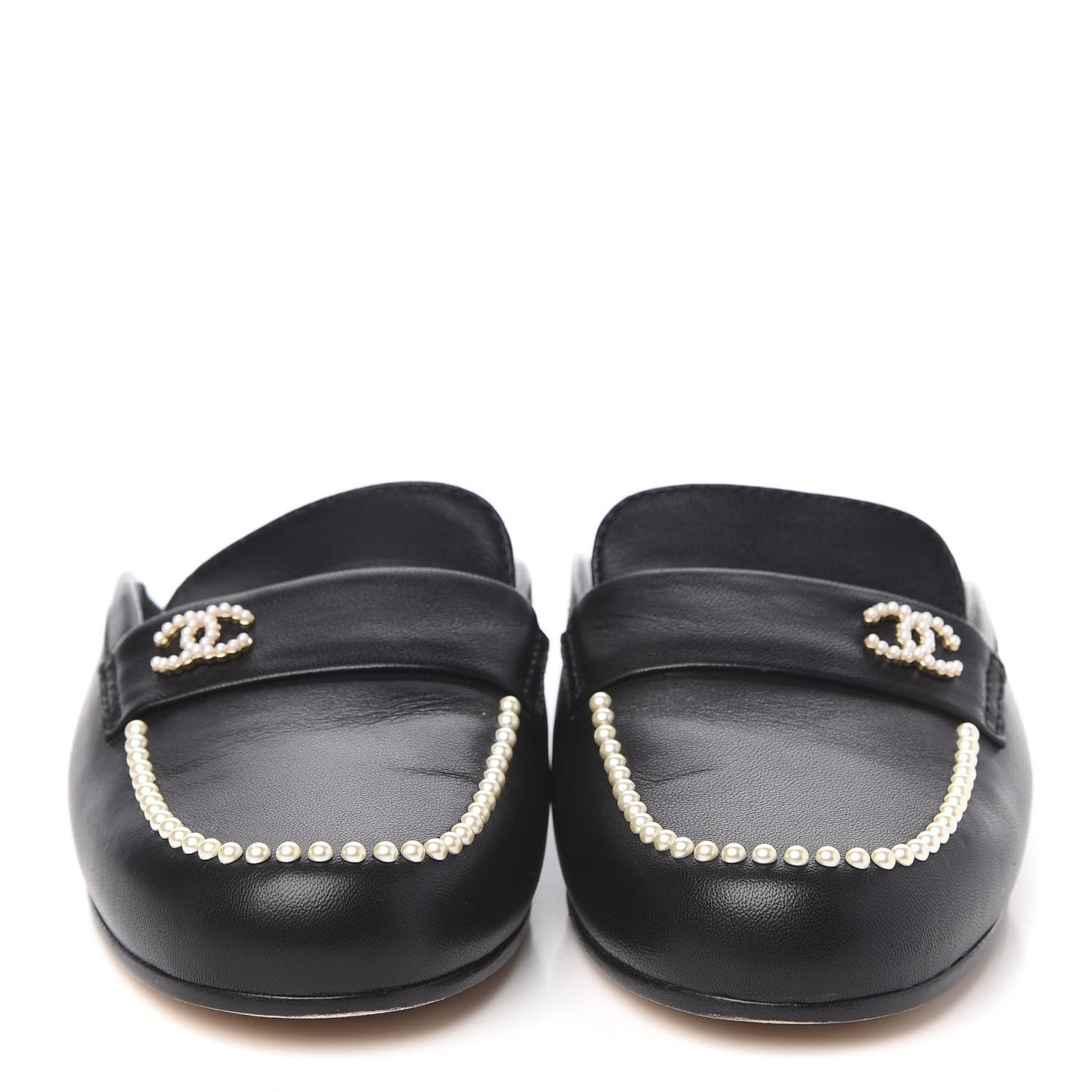 Lambskin Pearl CC Mules 36.5 Black