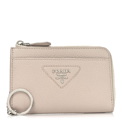 Prada Vitello Daino Stitch Triangle Zip Around Keychain Cammeo 1 of 6