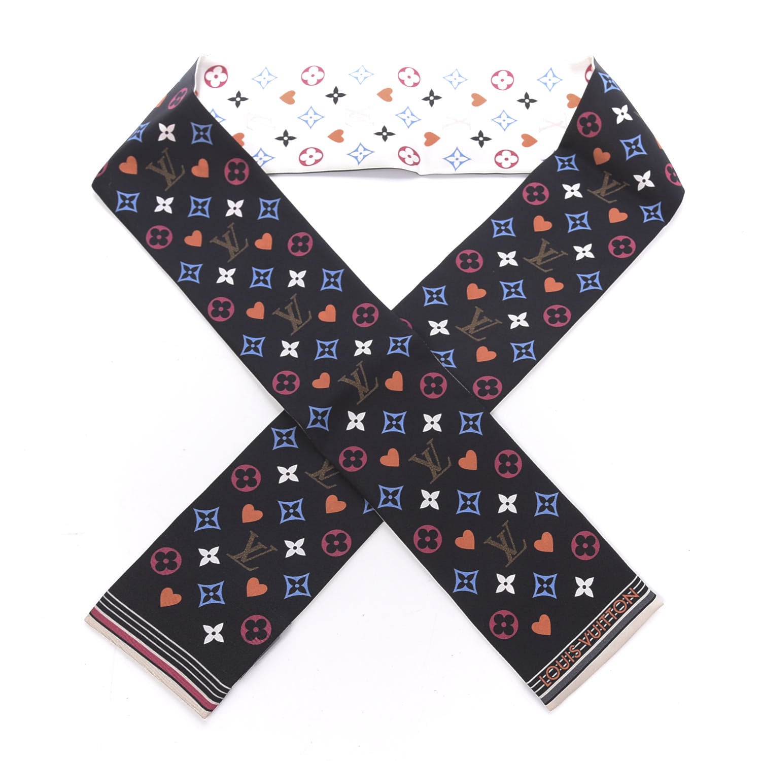 Louis Vuitton Silk Game On Bandeau Black White 1 of 4