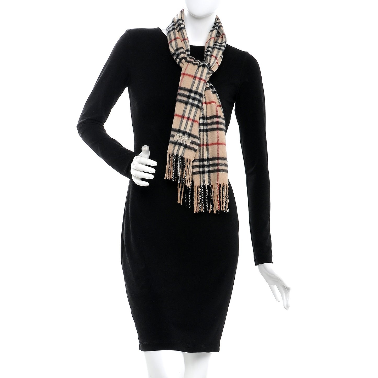 Cashmere House Check Fringe Scarf Camel