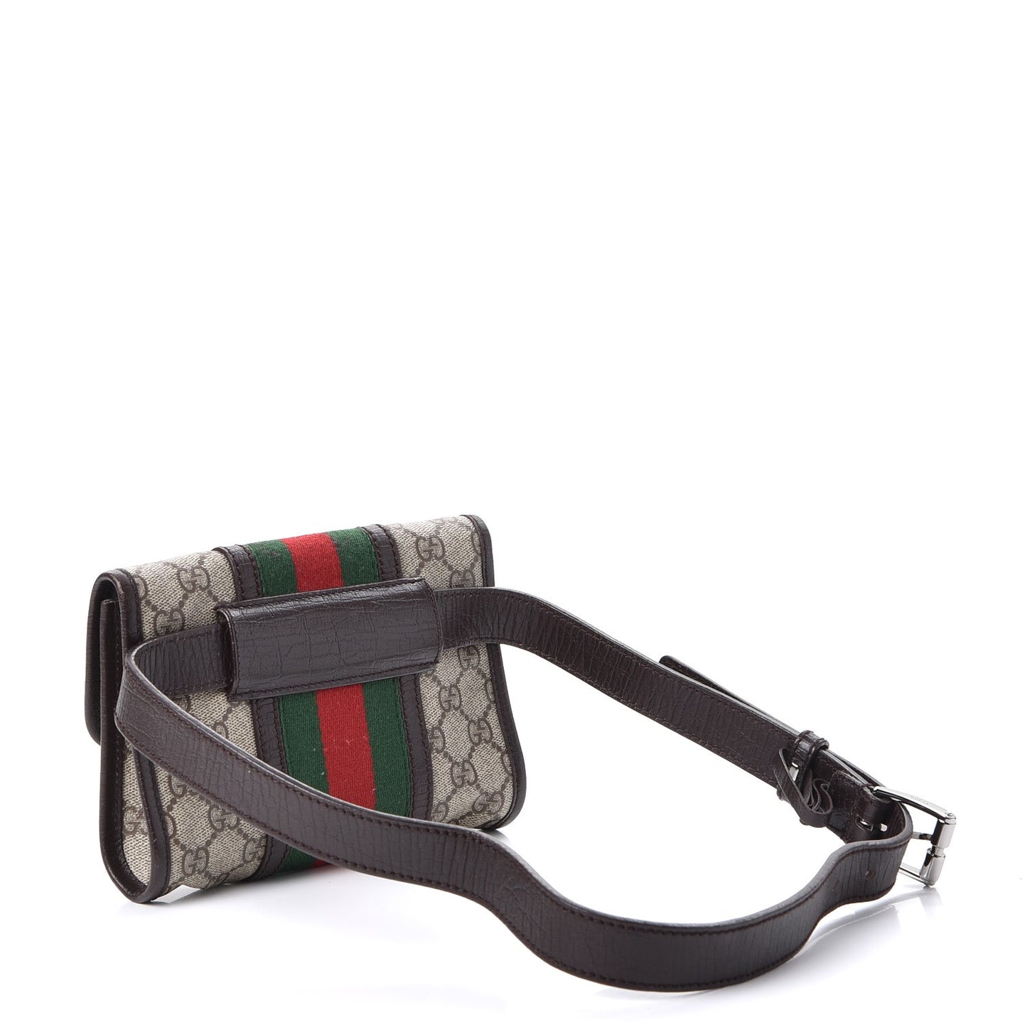 GG Monogram Plus Web Belt Bag Dark Brown