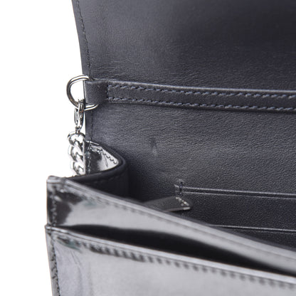 Christian Dior Metallic Patent Micro-Cannage Diorama Wallet on Chain Pouch Onyx Black 7 of 10
